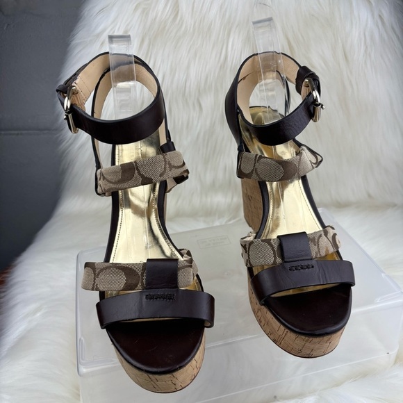 COACH CHARLA VACHETTA PLATFORMS WEDGES SHOES SIZE 9 woman - Picture 1 of 9